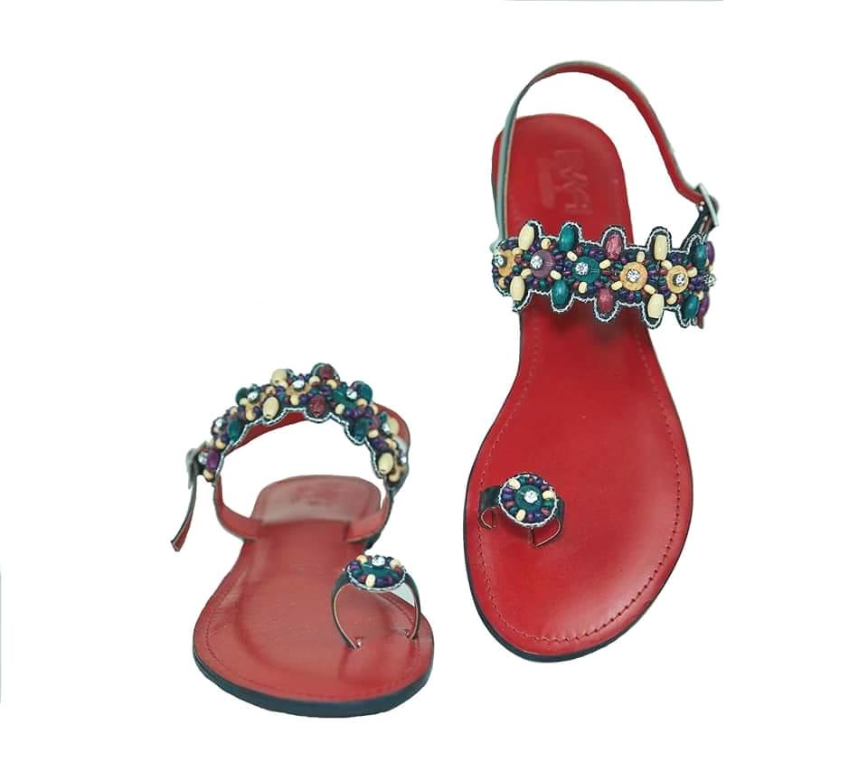 Sandales perlées Ankara de mode africaine