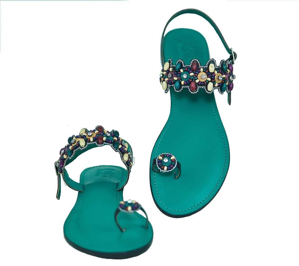 Sandales perlées Ankara de mode africaine