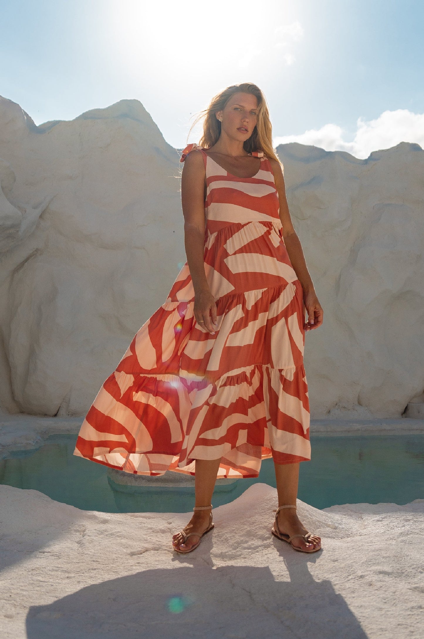 Robe longue d'été Fiesta en trois imprimés amusants