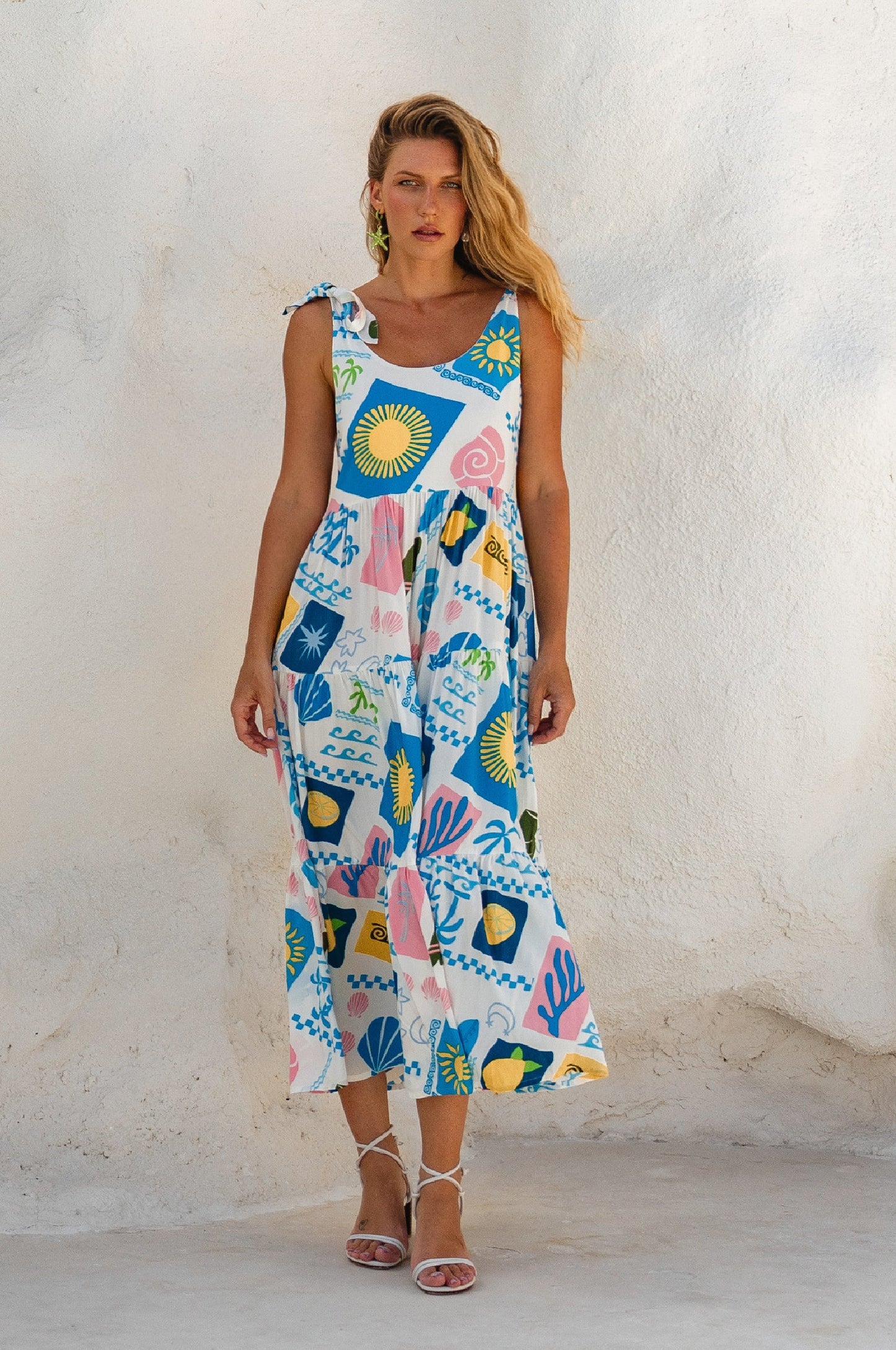 Robe longue d'été Fiesta en trois imprimés amusants