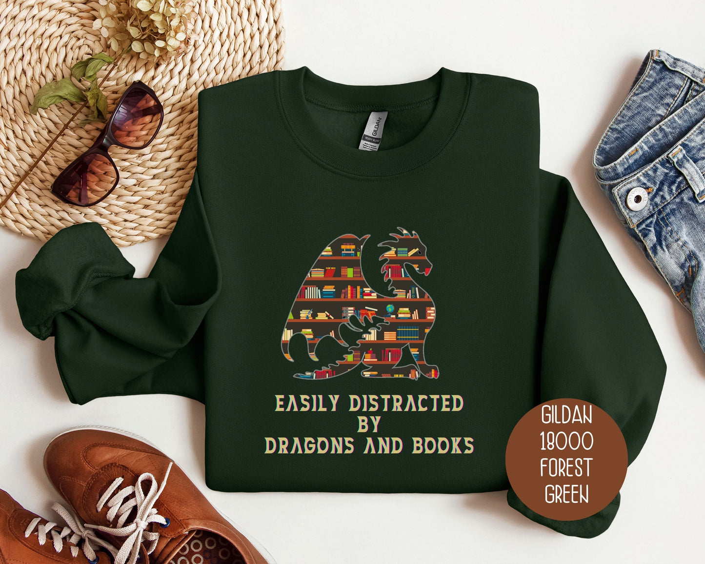 Sweat-shirt Facilement Distrait(e) par les Dragons et les Livres