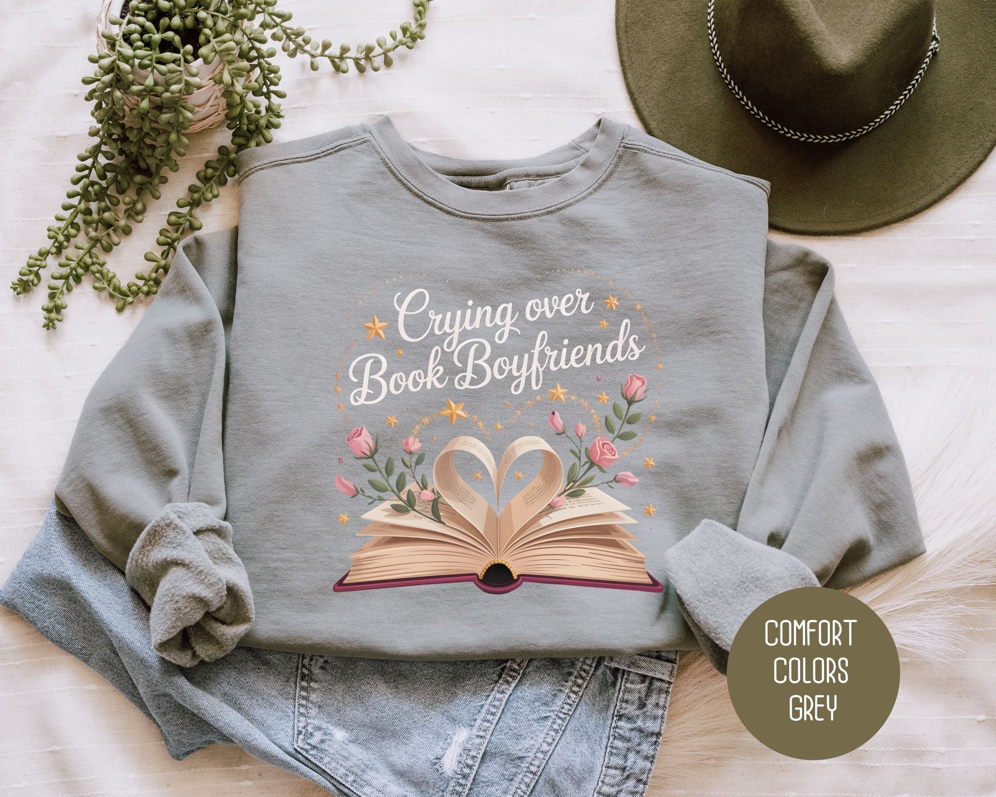 Crying Over Book Boyfriends Comfort Colors Sweatshirt-3
