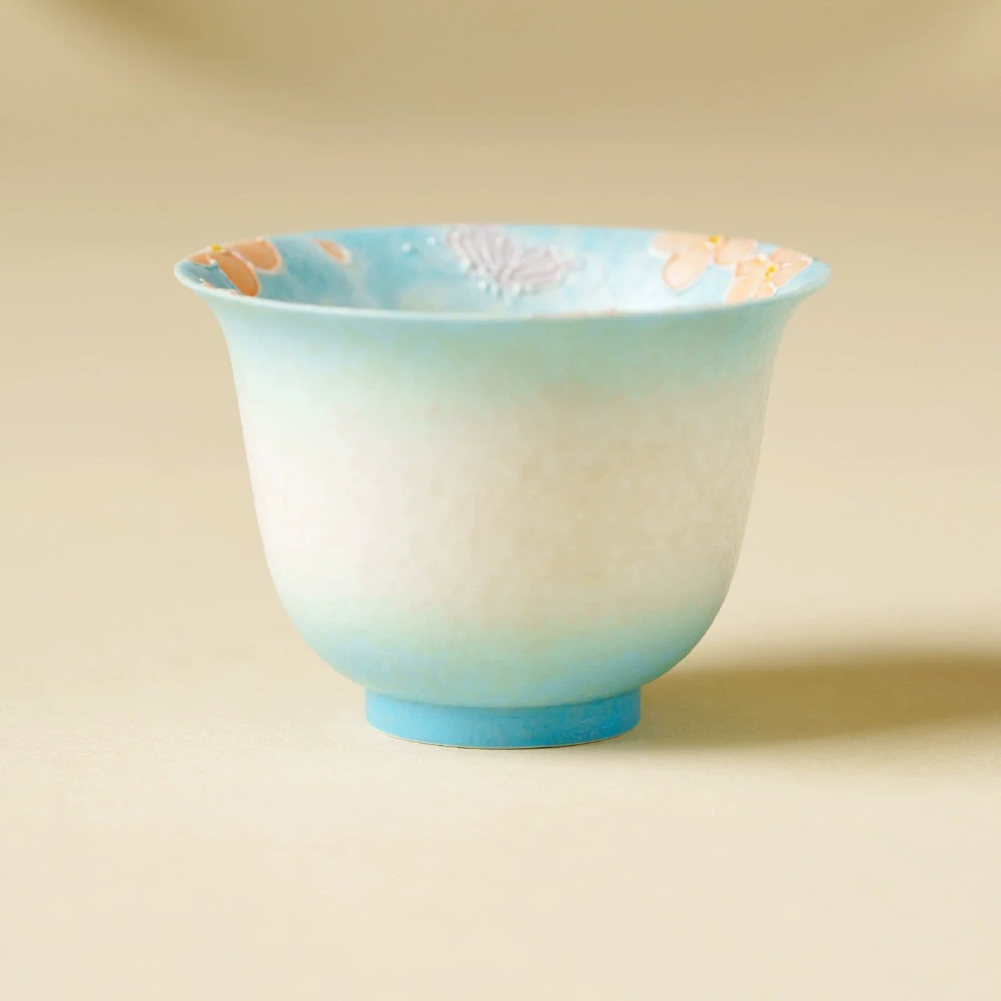 Hand-Painted Flared Rim Tea Cup – 70ml Reverse-Lip Ceramic Tasting Cup with Gift Box-0