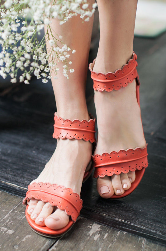 Midsummer Scalloped Leather Sandals