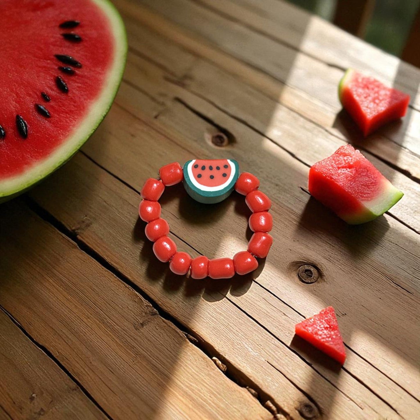 Bagues fruitées d'été perlées