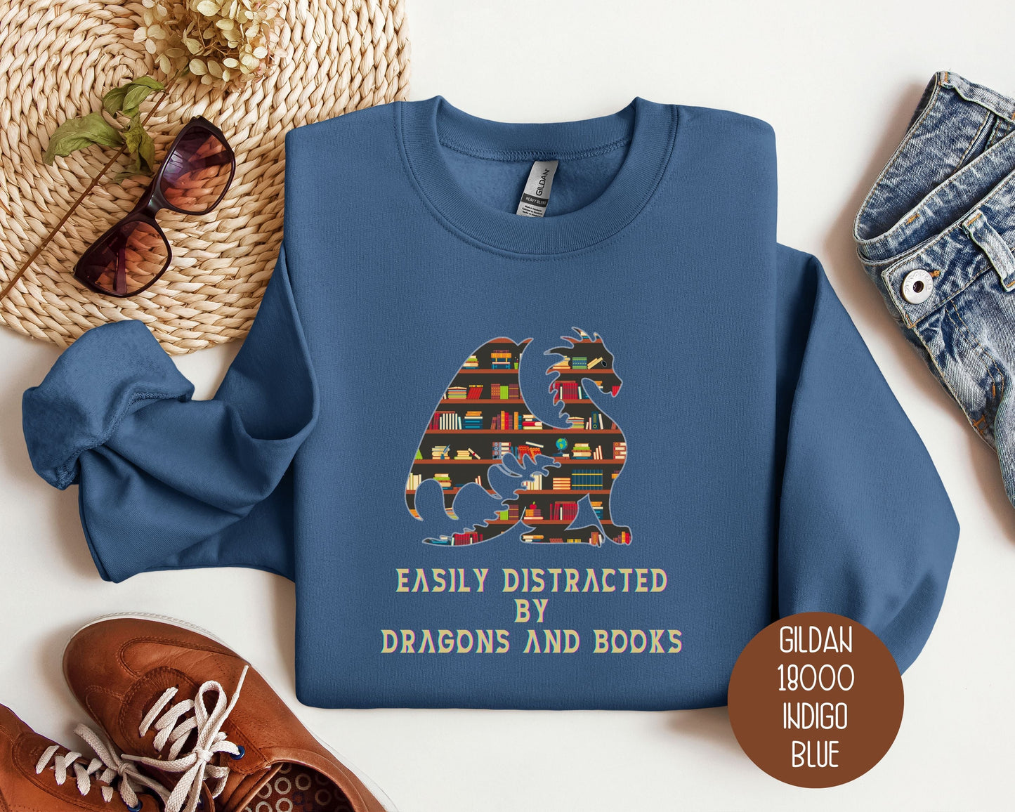 Sweat-shirt Facilement Distrait(e) par les Dragons et les Livres