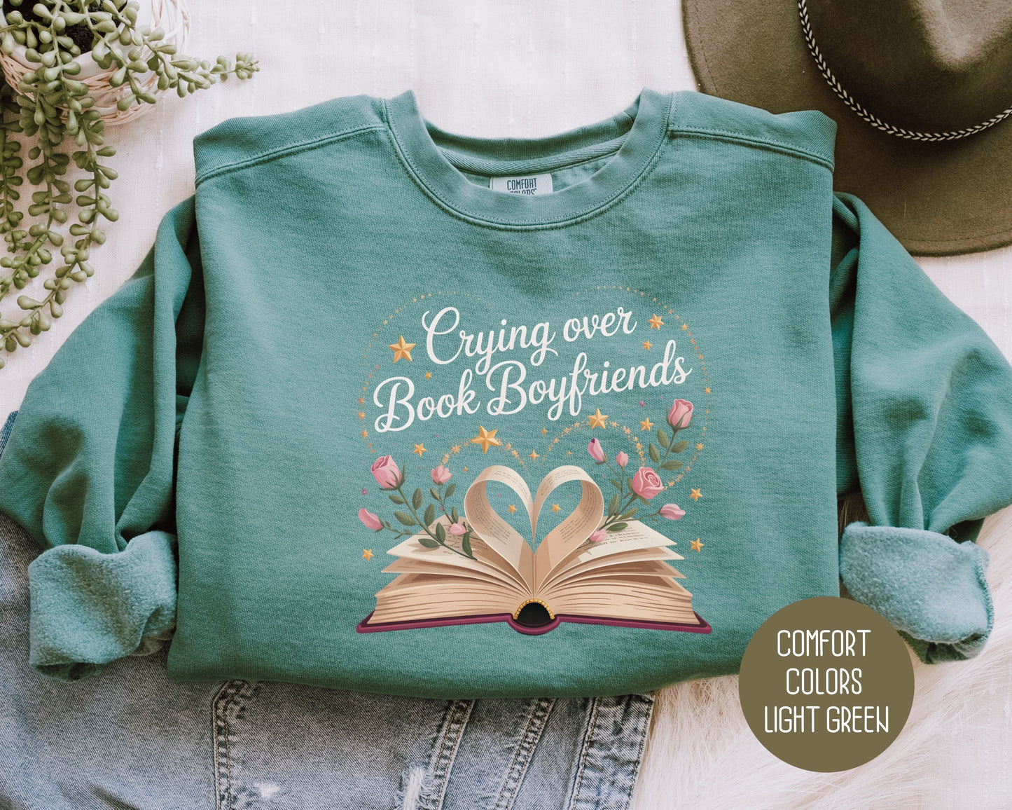 Crying Over Book Boyfriends Comfort Colors Sweatshirt-4