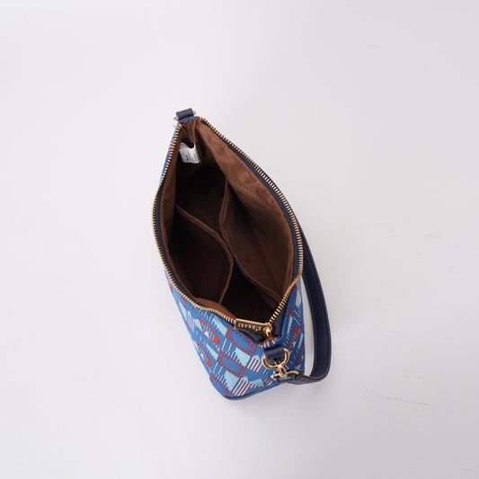 Signare London - Moon Handbag TFL Piccadilly Moquette Red Roundel