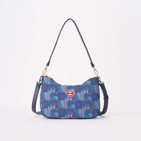 Signare London - Moon Handbag TFL Piccadilly Moquette Red Roundel