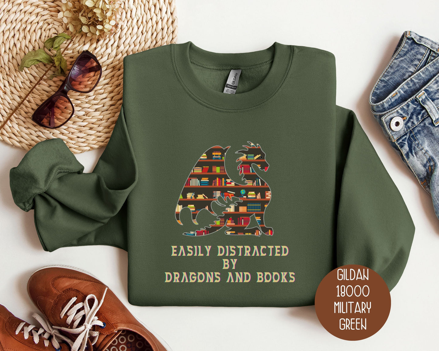 Sweat-shirt Facilement Distrait(e) par les Dragons et les Livres