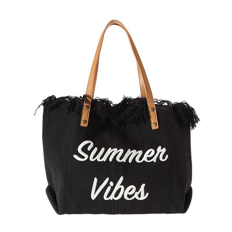 Sac de plage en toile brodée en 7 couleurs joyeuses