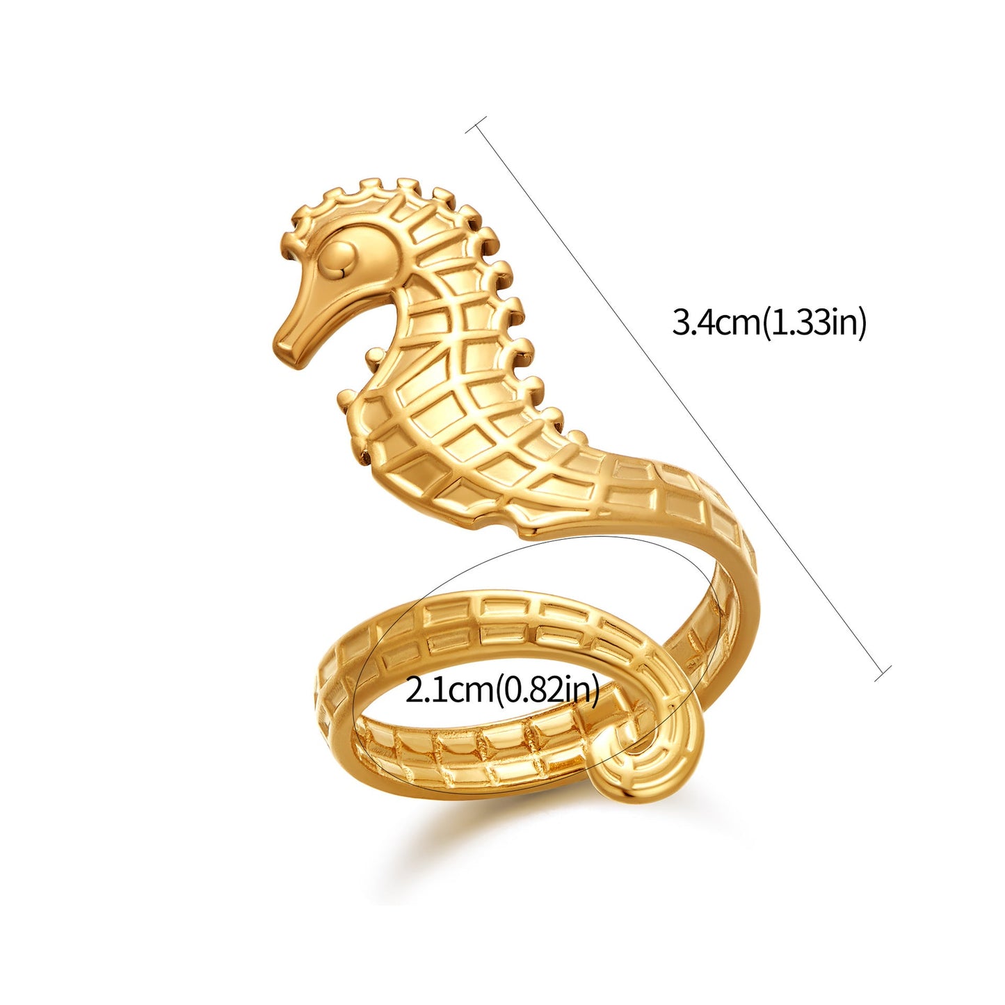 Bagues et bracelets de style INS européens et américains, bagues hippocampe en or 18 carats, bijoux simples, de luxe léger et haut de gamme