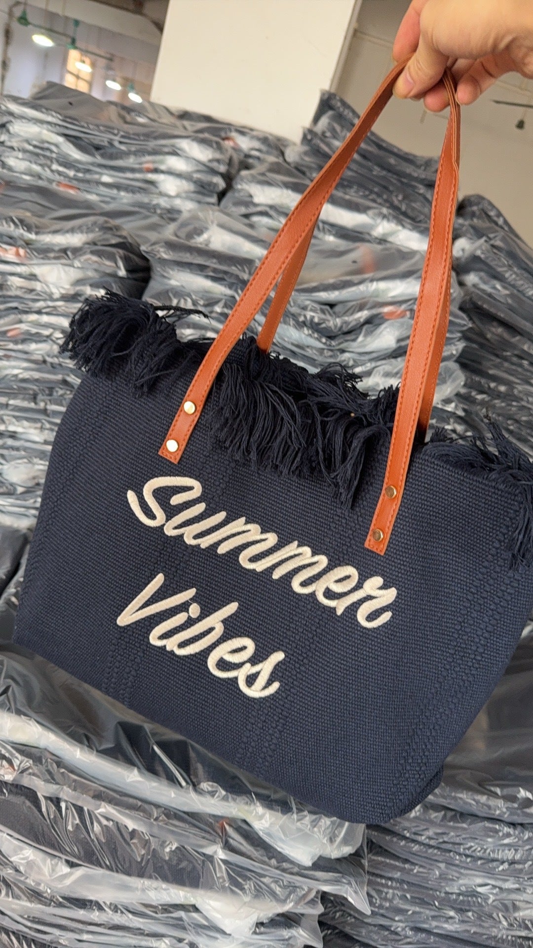 Sac de plage en toile brodée en 7 couleurs joyeuses