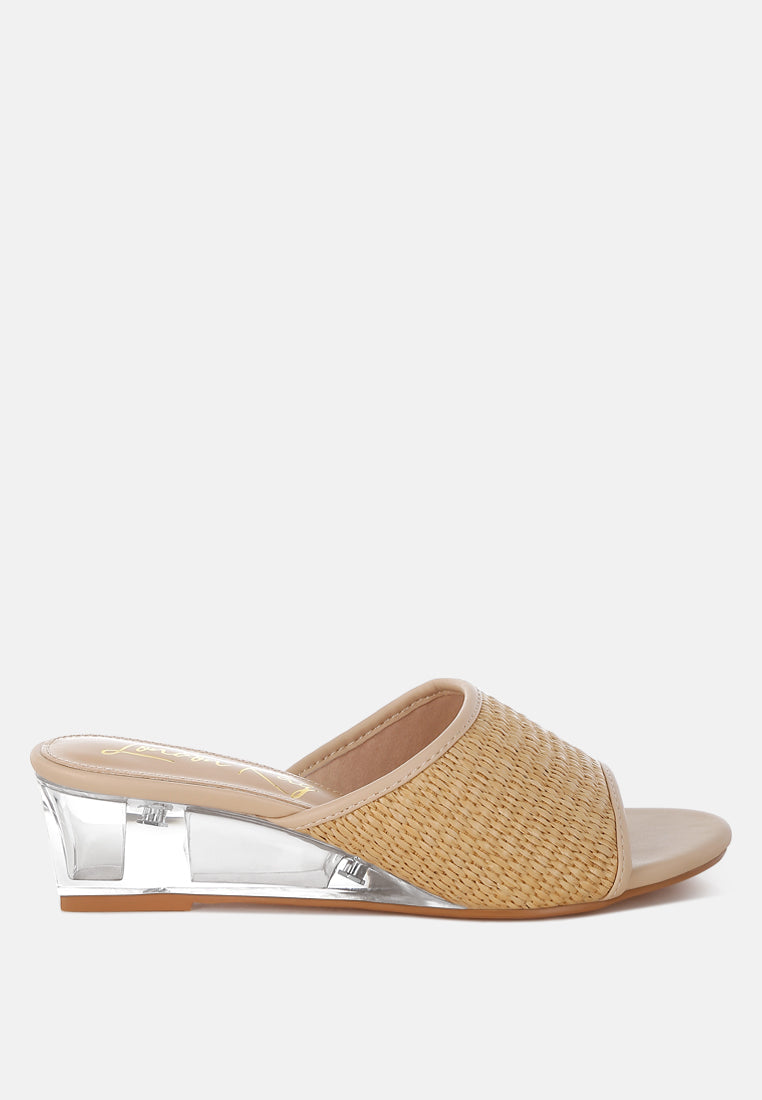 Sandales compensées Osminda Raffia à talons transparents