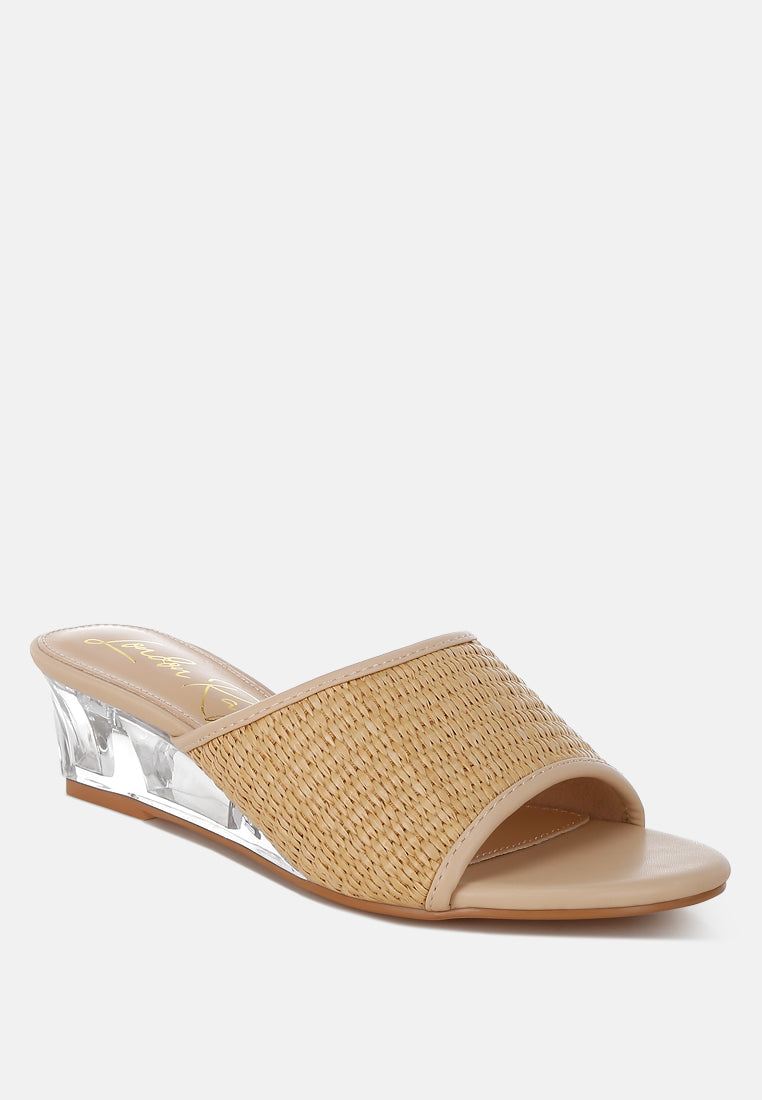 Sandales compensées Osminda Raffia à talons transparents