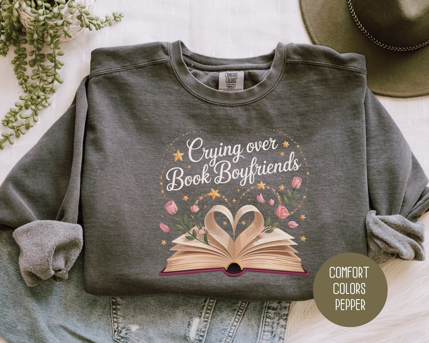 Crying Over Book Boyfriends Comfort Colors Sweatshirt-5