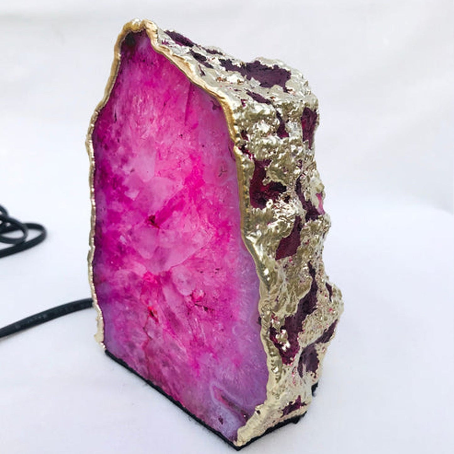 Serre-livres en agate rose naturelle plaquée