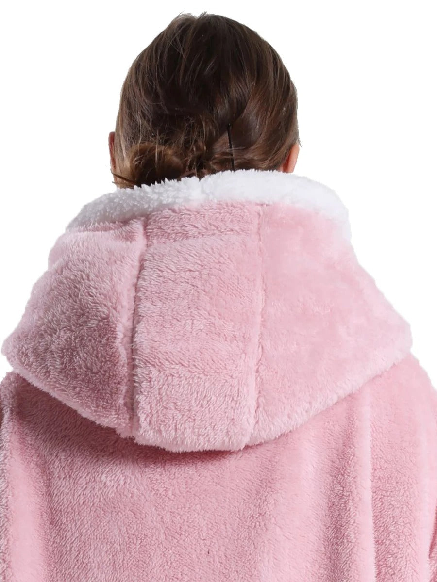 Couverture portable en flanelle extra longue à capuche