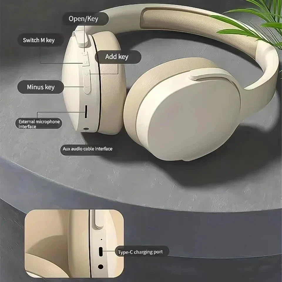 #P2961 Casque Bluetooth sans fil 5.3 supra-auriculaire stéréo Hifi, véritable casque de sport avec écouteurs, lecteur de musique TF/AUX avec micro HD