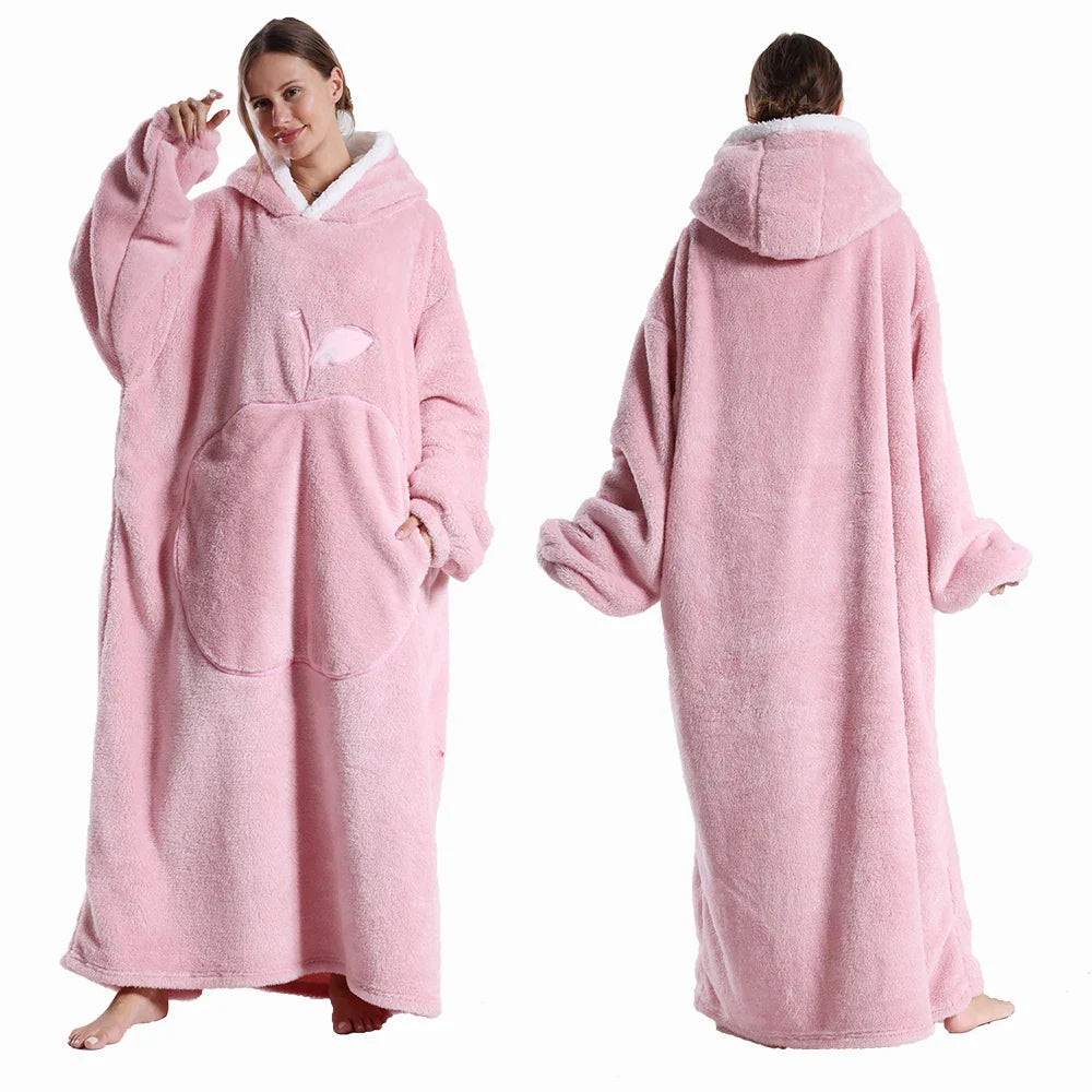 Couverture polaire à capuche surdimensionnée pour adultes