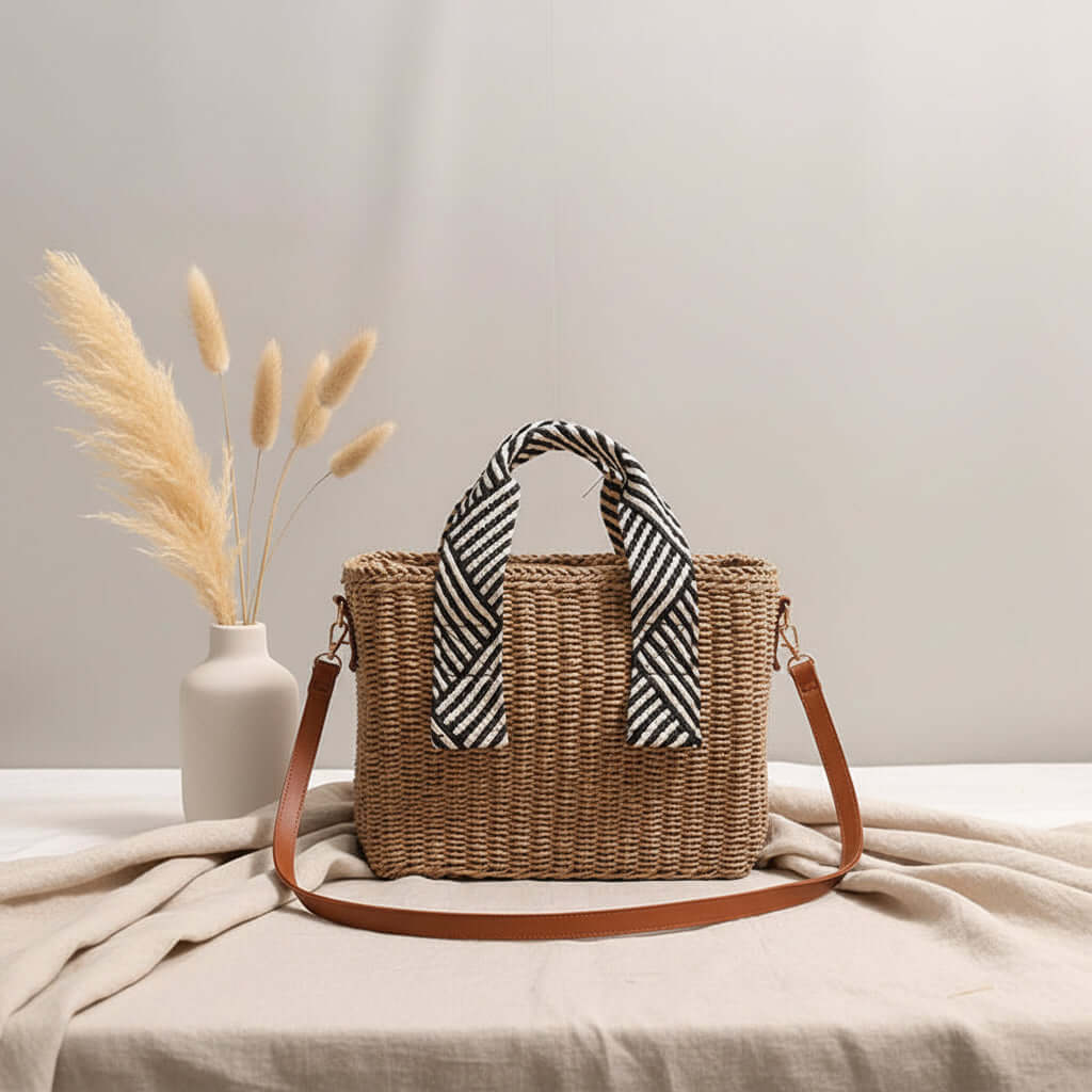 Sac de plage en paille tressée pour les vacances