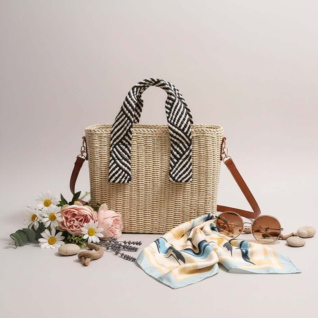 Sac de plage en paille tressée pour les vacances