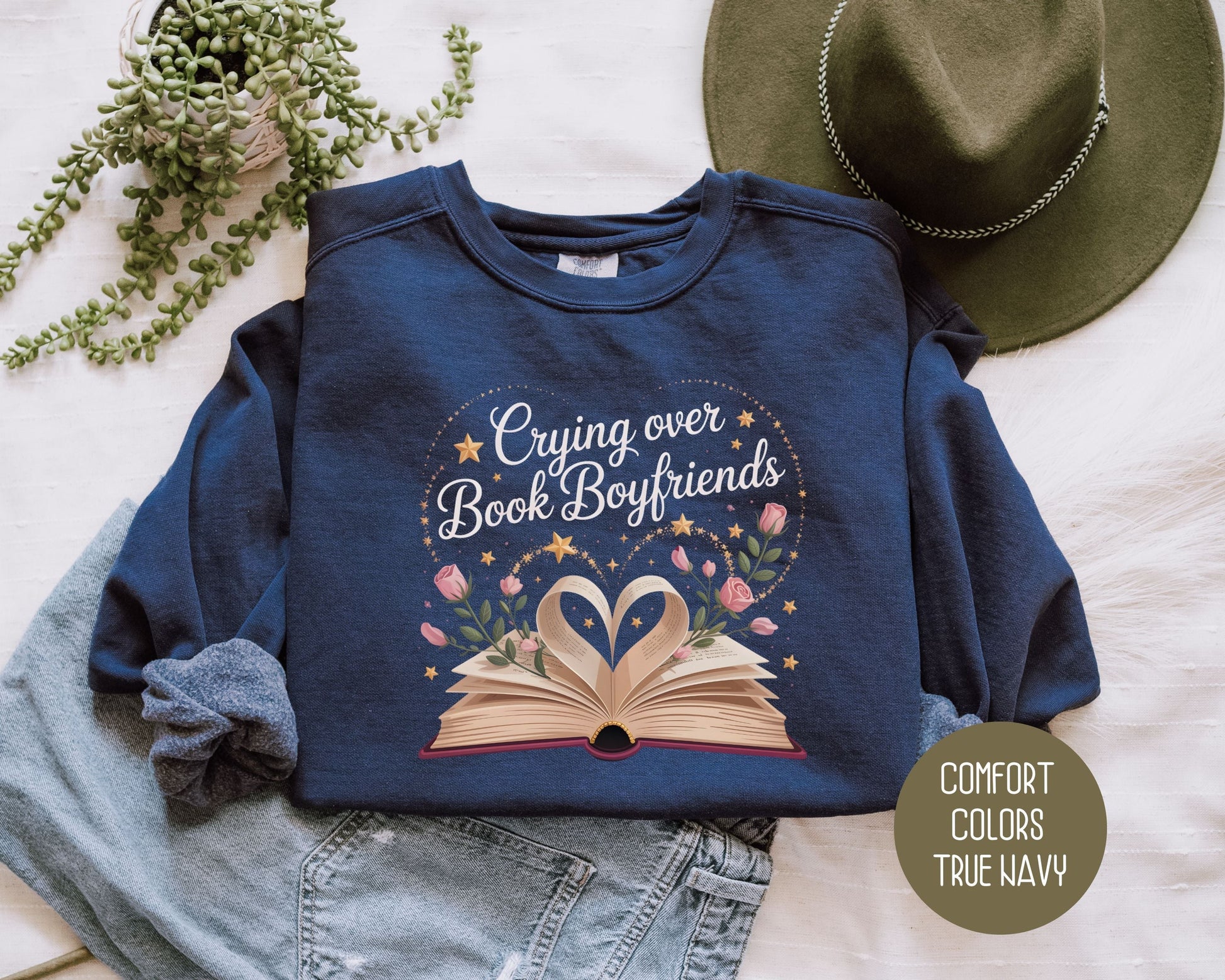 Crying Over Book Boyfriends Comfort Colors Sweatshirt-1