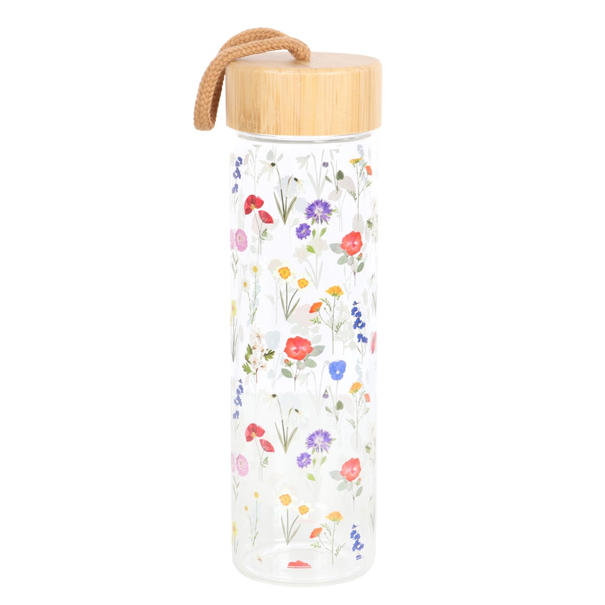 Bouteille d'eau en verre et bambou Wildflower