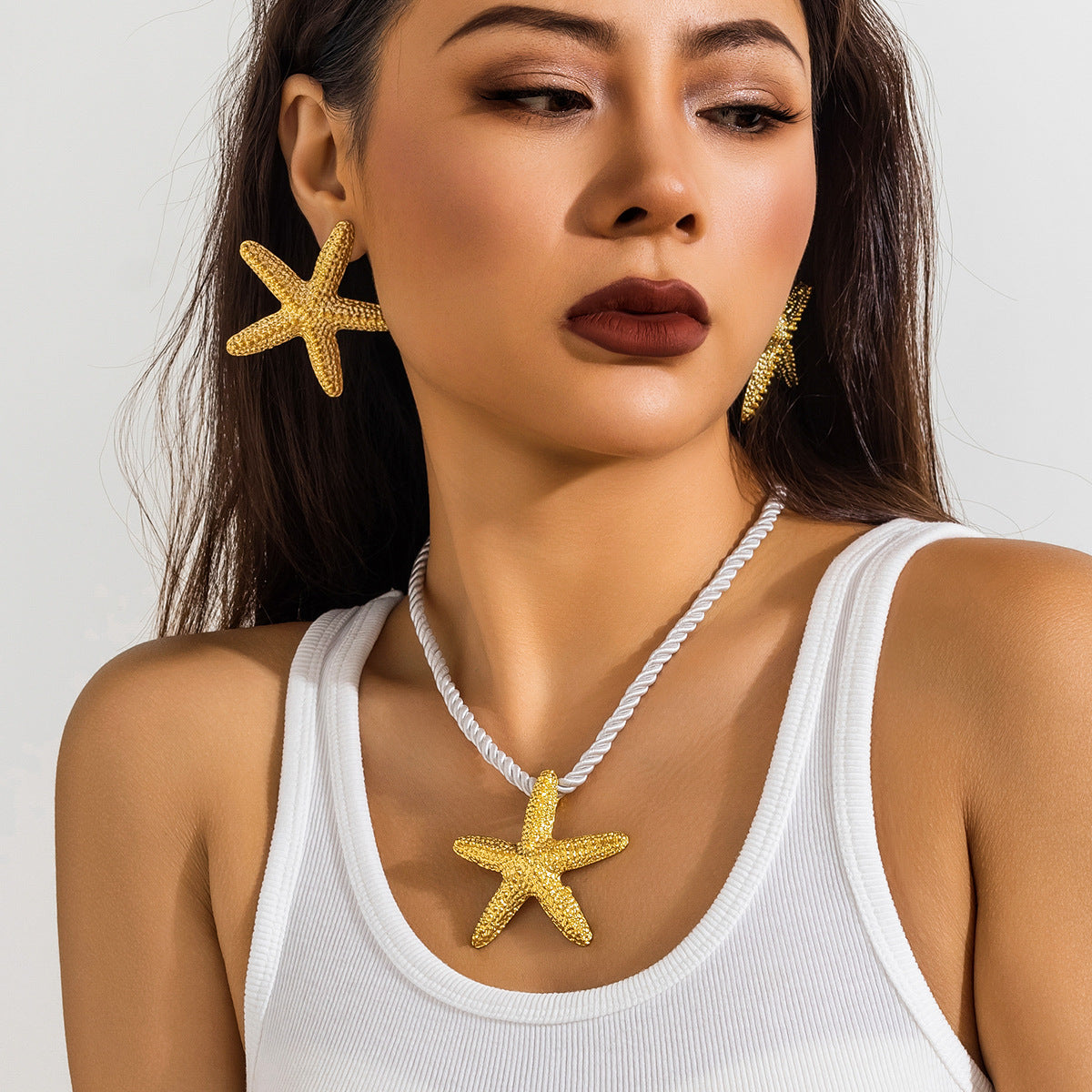 Collier et boucles d'oreilles étoile de mer