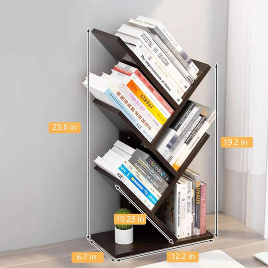 Wooden 5 Tier Book Tree Bookshelf For Displaying Books And Magazines-1