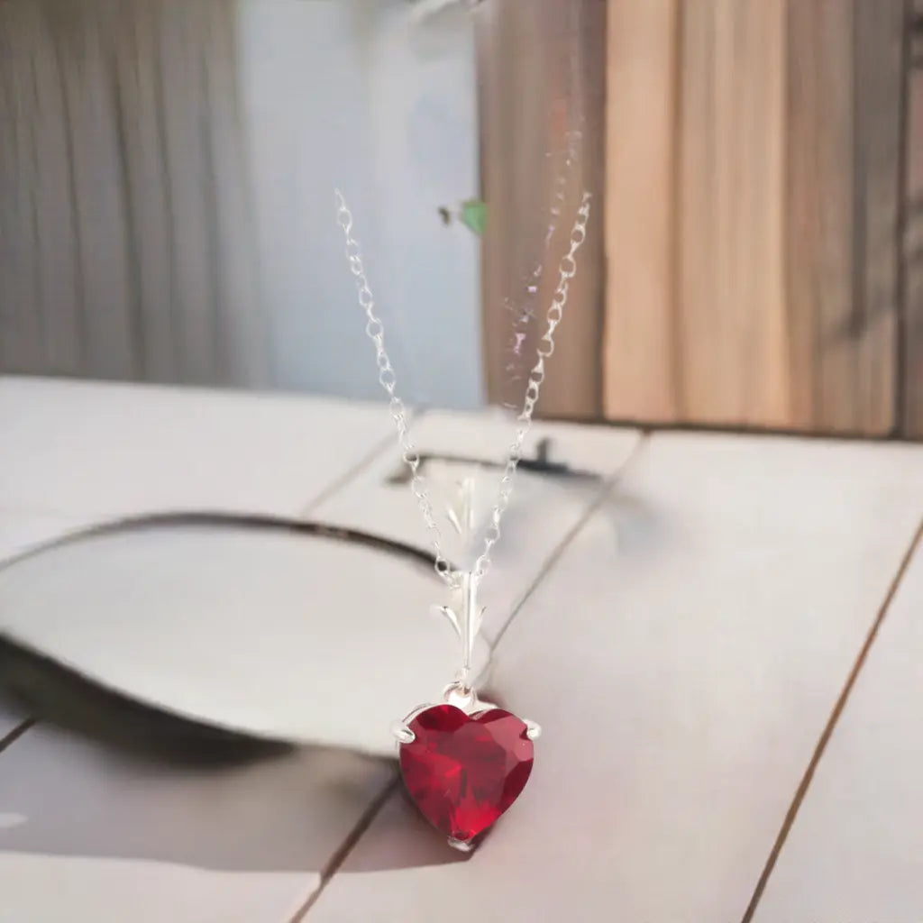 Collier en argent sterling 925 avec pendentif cœur rouge