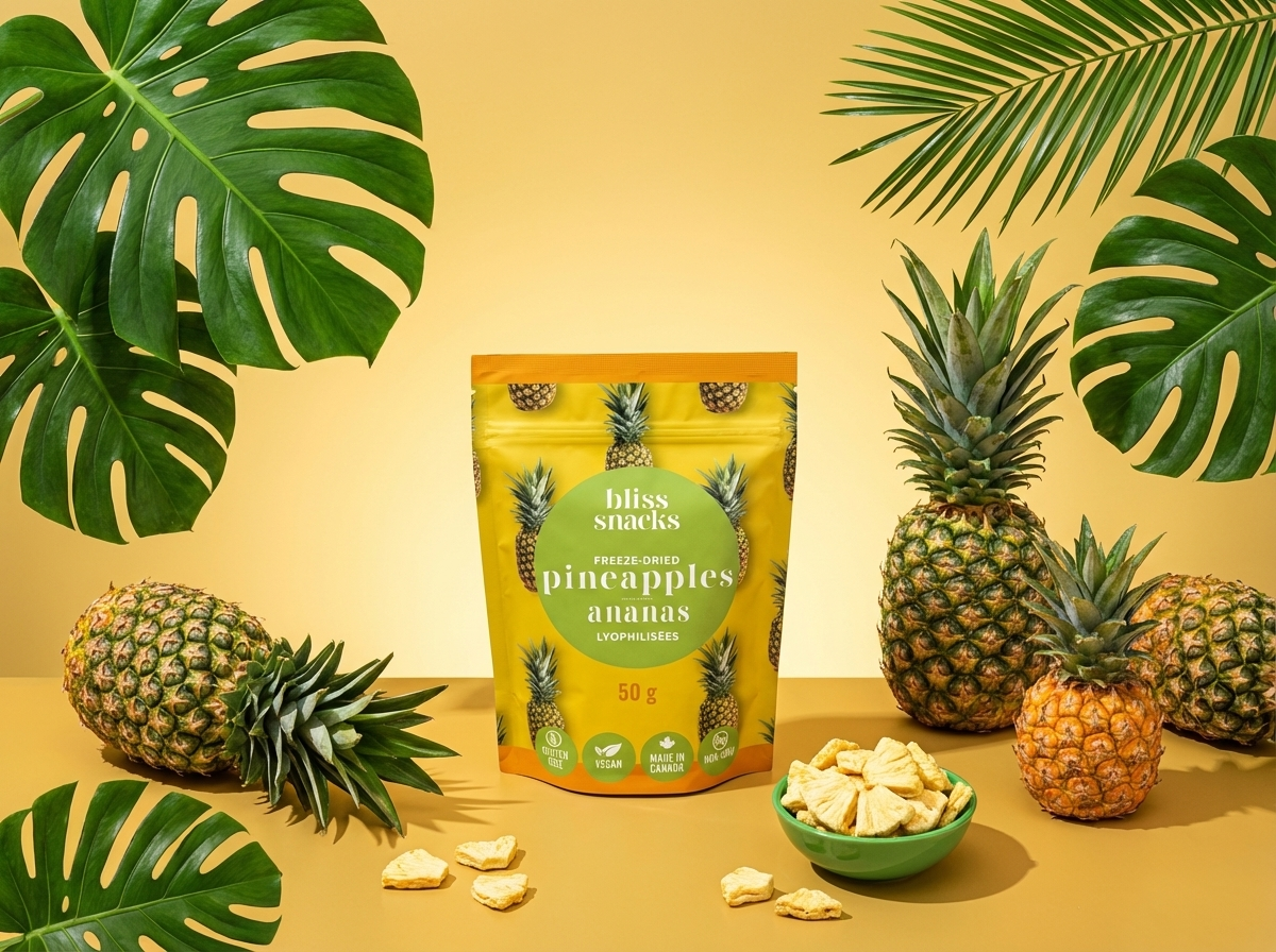 Tranches d'ananas lyophilisées par Bliss Snacks