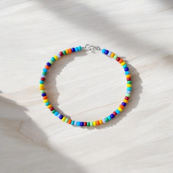 Bracelet de cheville perlé multicolore