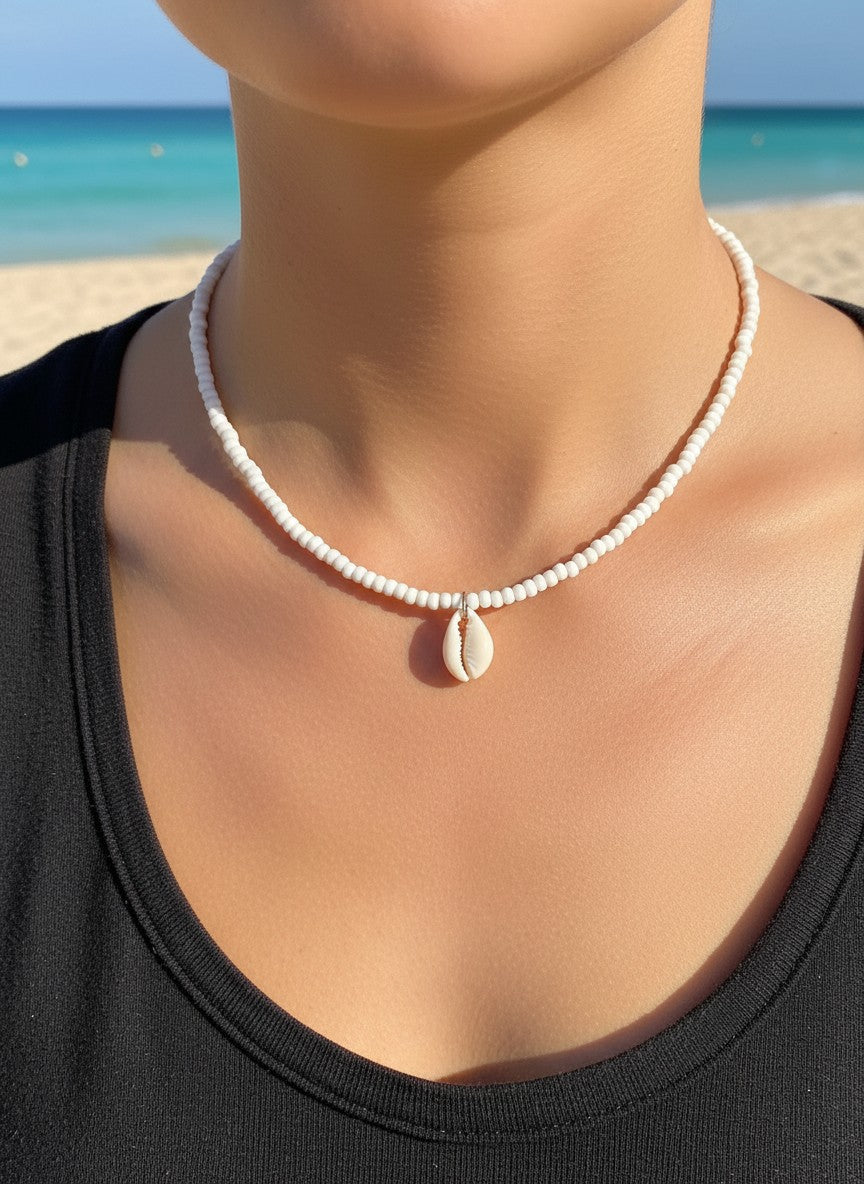 Ras de cou coquillages blancs