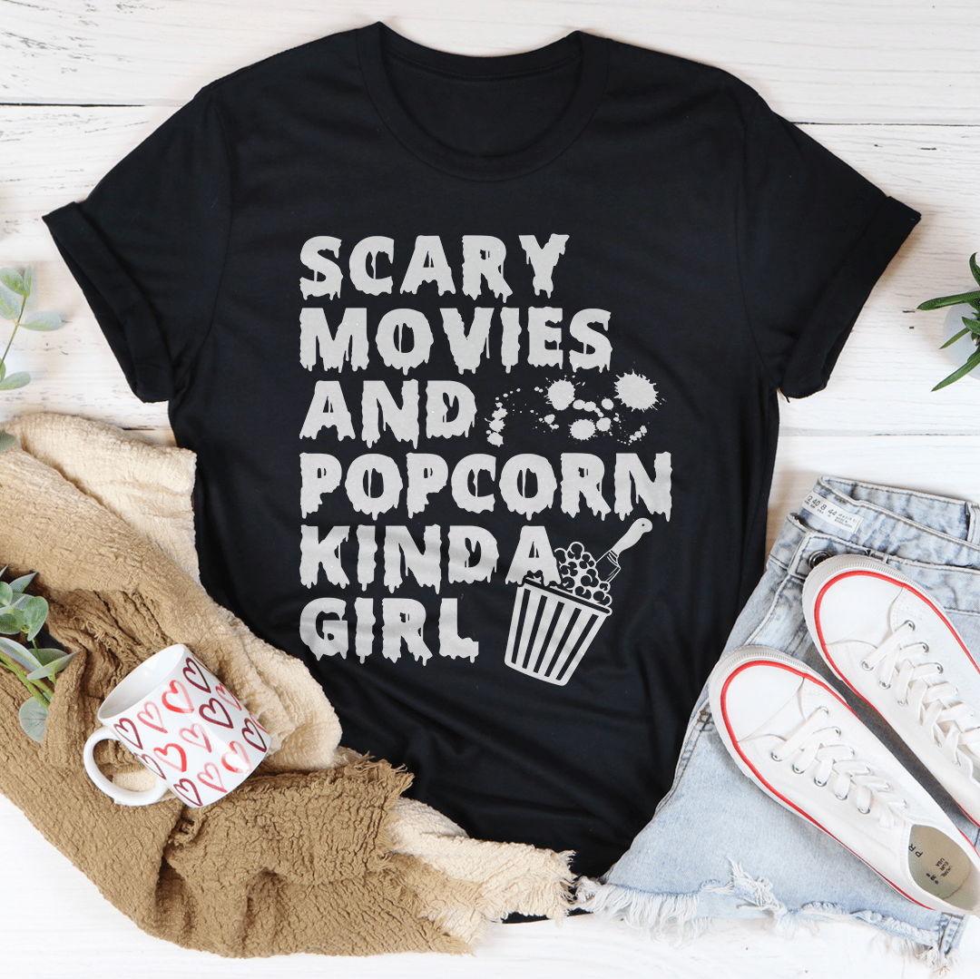 T-shirt "Fille des films d'horreur et du pop-corn"